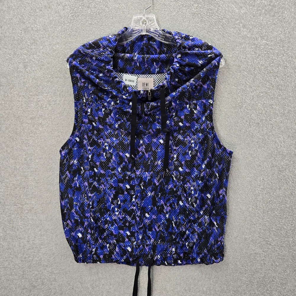 Demi Lovato‎ x Fabletics Women Activewear Jacket Medium Blue Camo Damara Vest